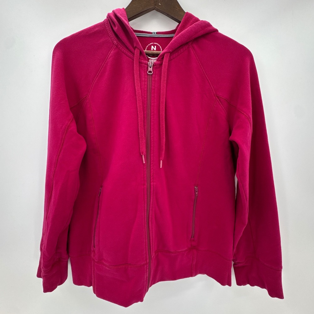 Nautica Classic American Salvage N83 Hoodie Womens Large Pink Knit Cotton Zip Up